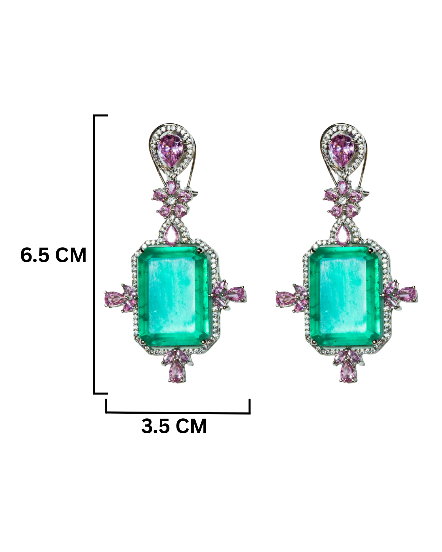 Green Doublet Dangler Earrings_Dimension