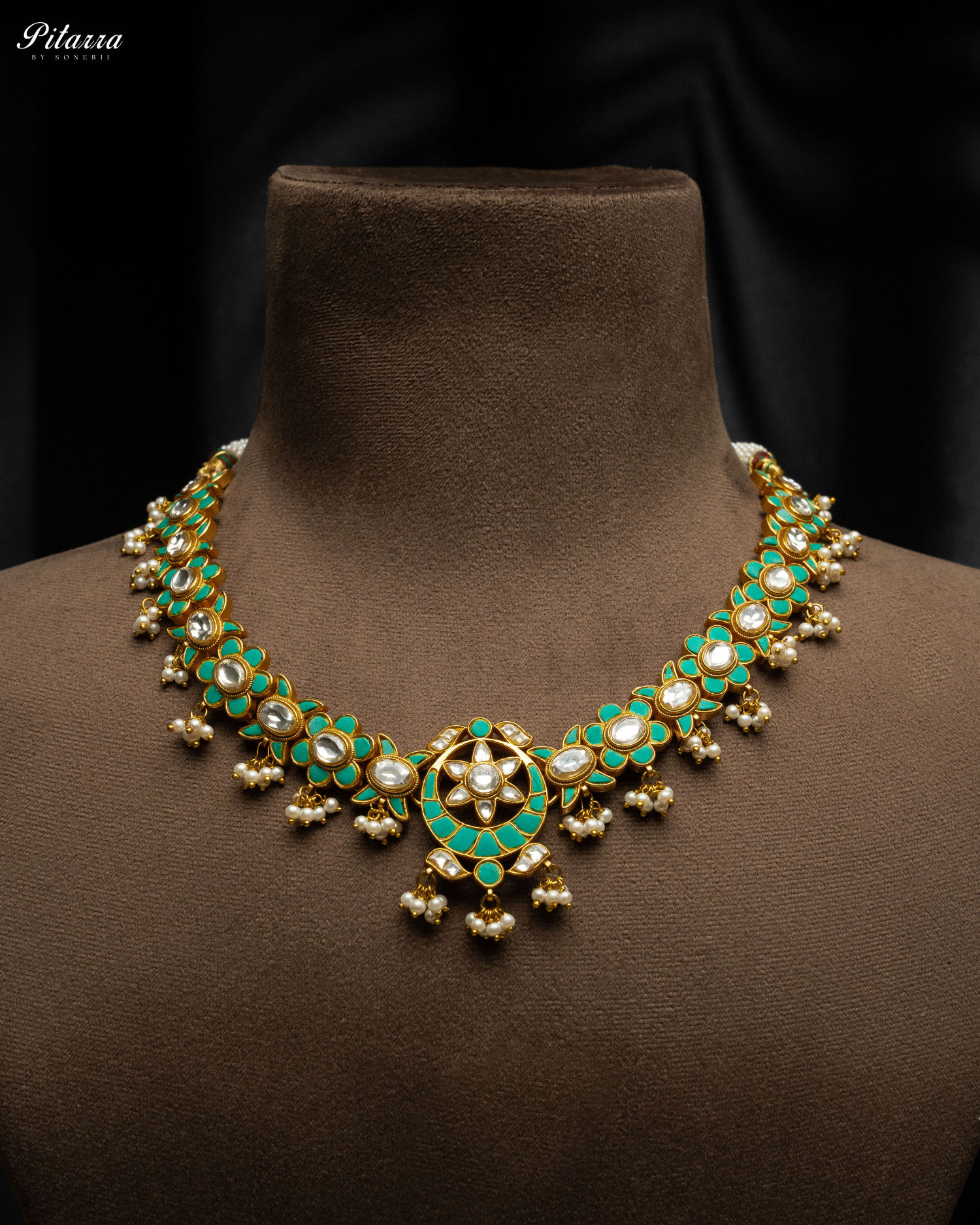 Green Gold Plated Traditional Kundan Necklace Set