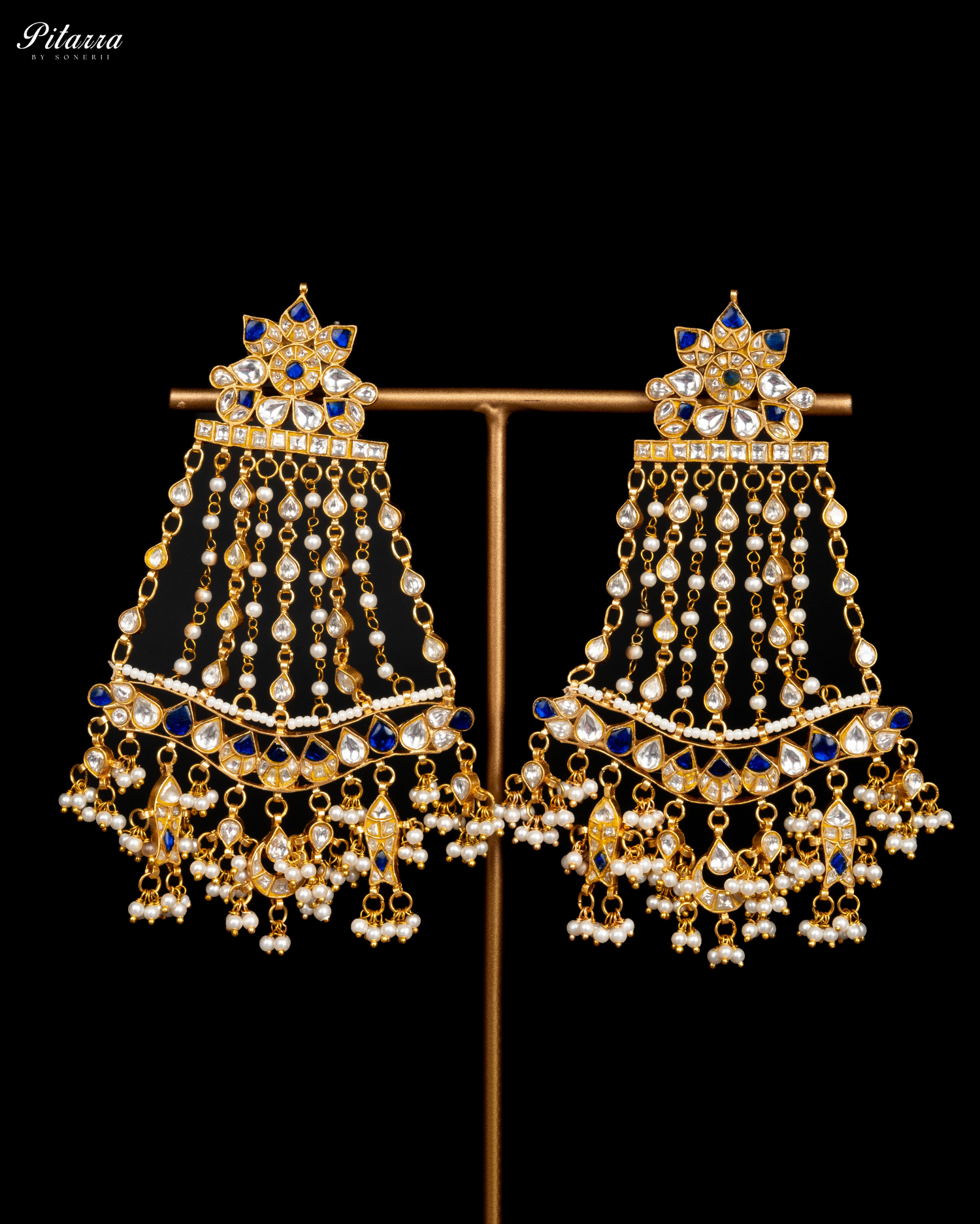 Long Kundan Passa With Pearl Drops Traditional Kundan Earrings