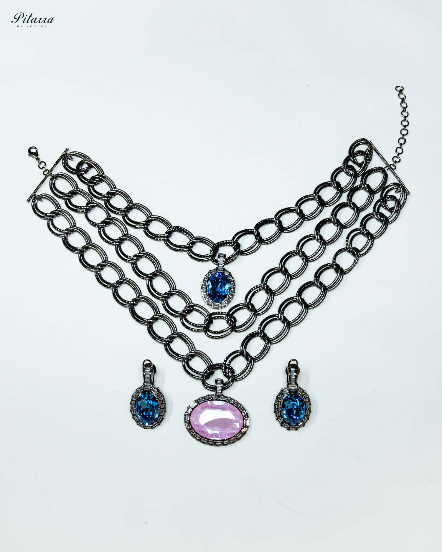 Mauve Statement Pendant Chain Choker_White Background