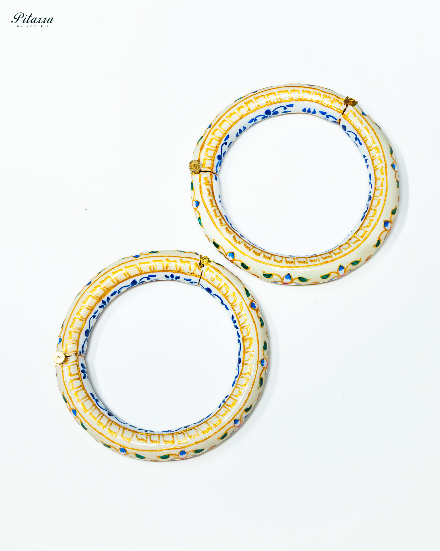 Meenakari Indian Floral Traditional Kundan Bangles_Side Angle