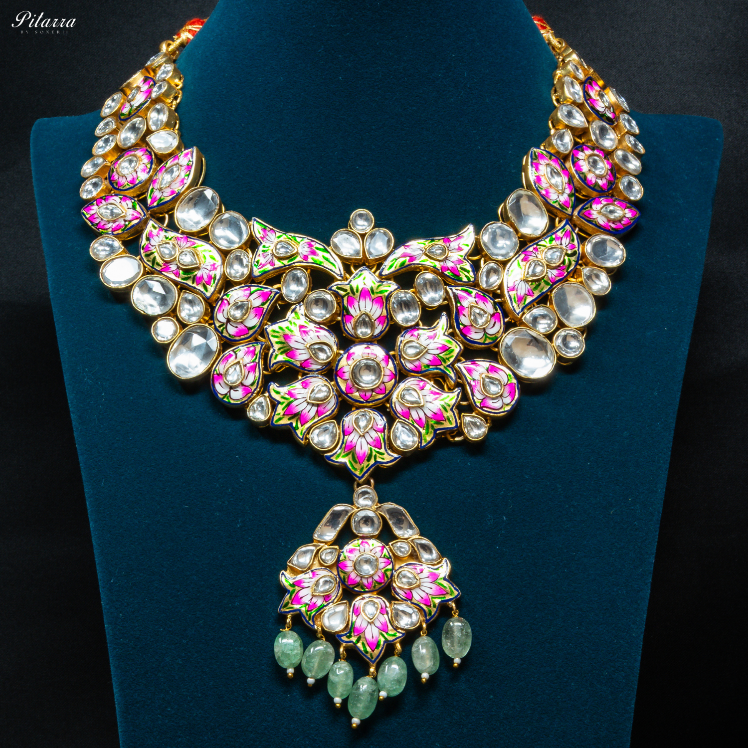 Meenakari_Uncut_Kundan_Necklace_Set_Front_Image