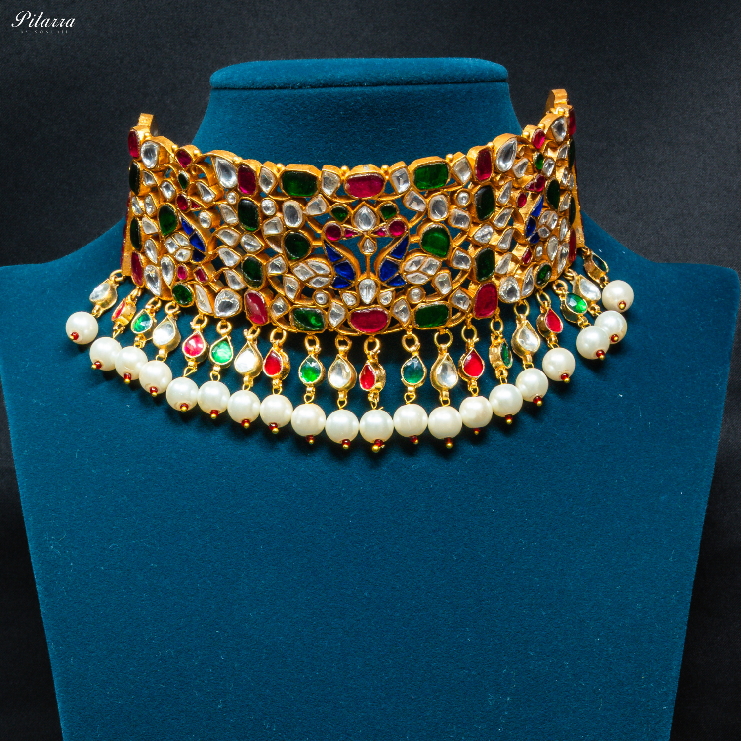 Multicolor Gold-Plated Rajasthani Kundan Set