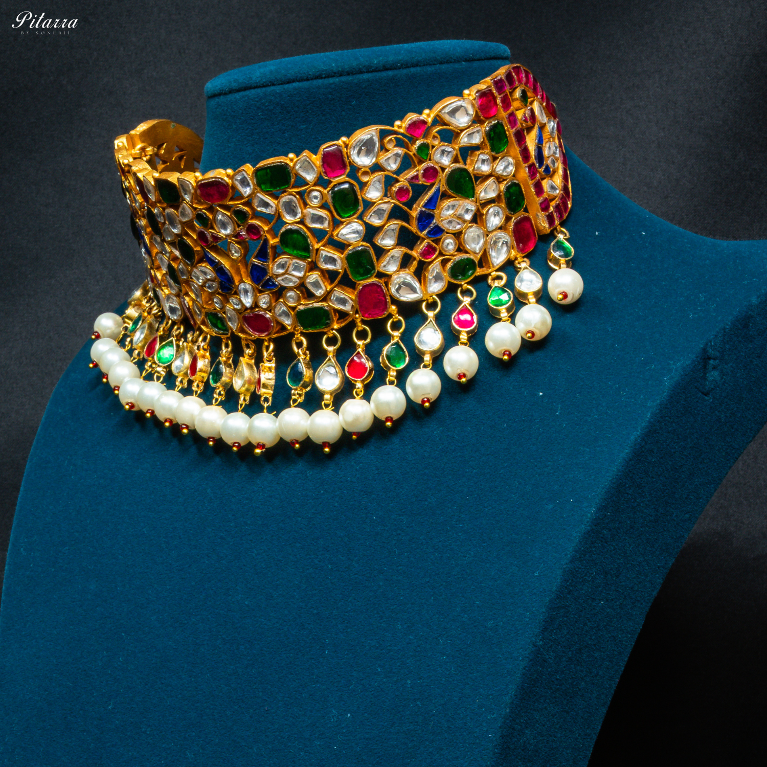 Multicolor Gold-Plated Rajasthani Kundan Set