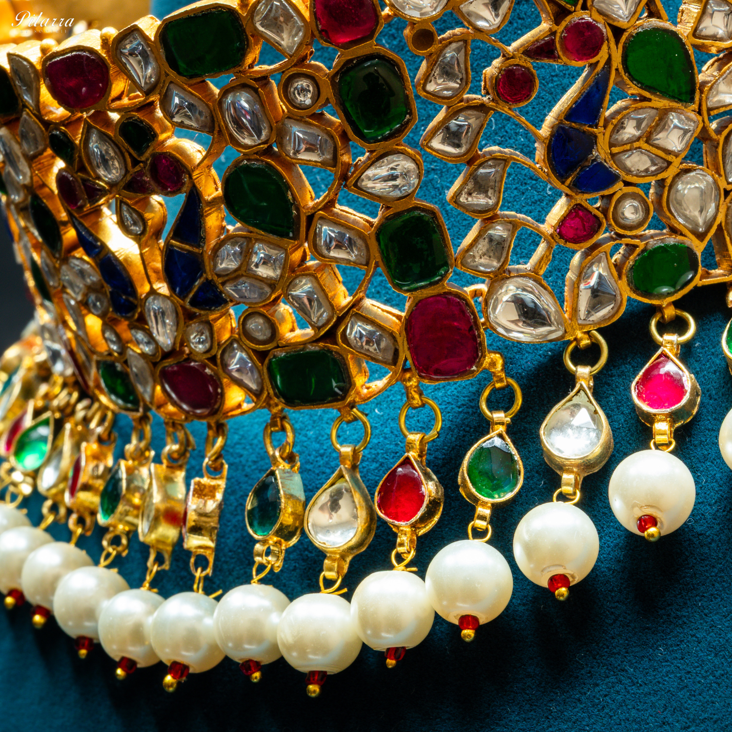 Multicolor Gold-Plated Rajasthani Kundan Set