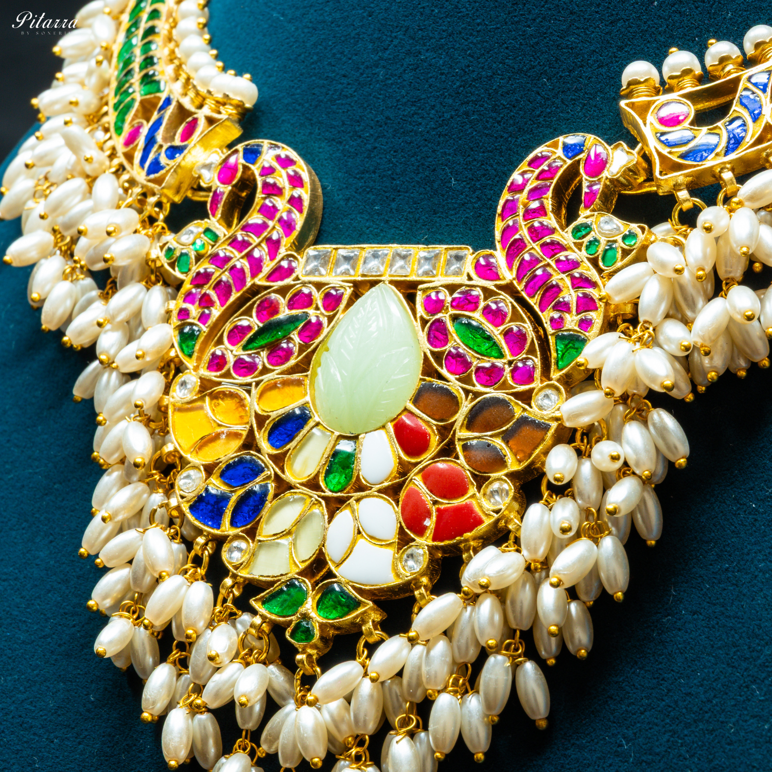 Multicolor Jadau Kundan Guttapusalu Choker Set