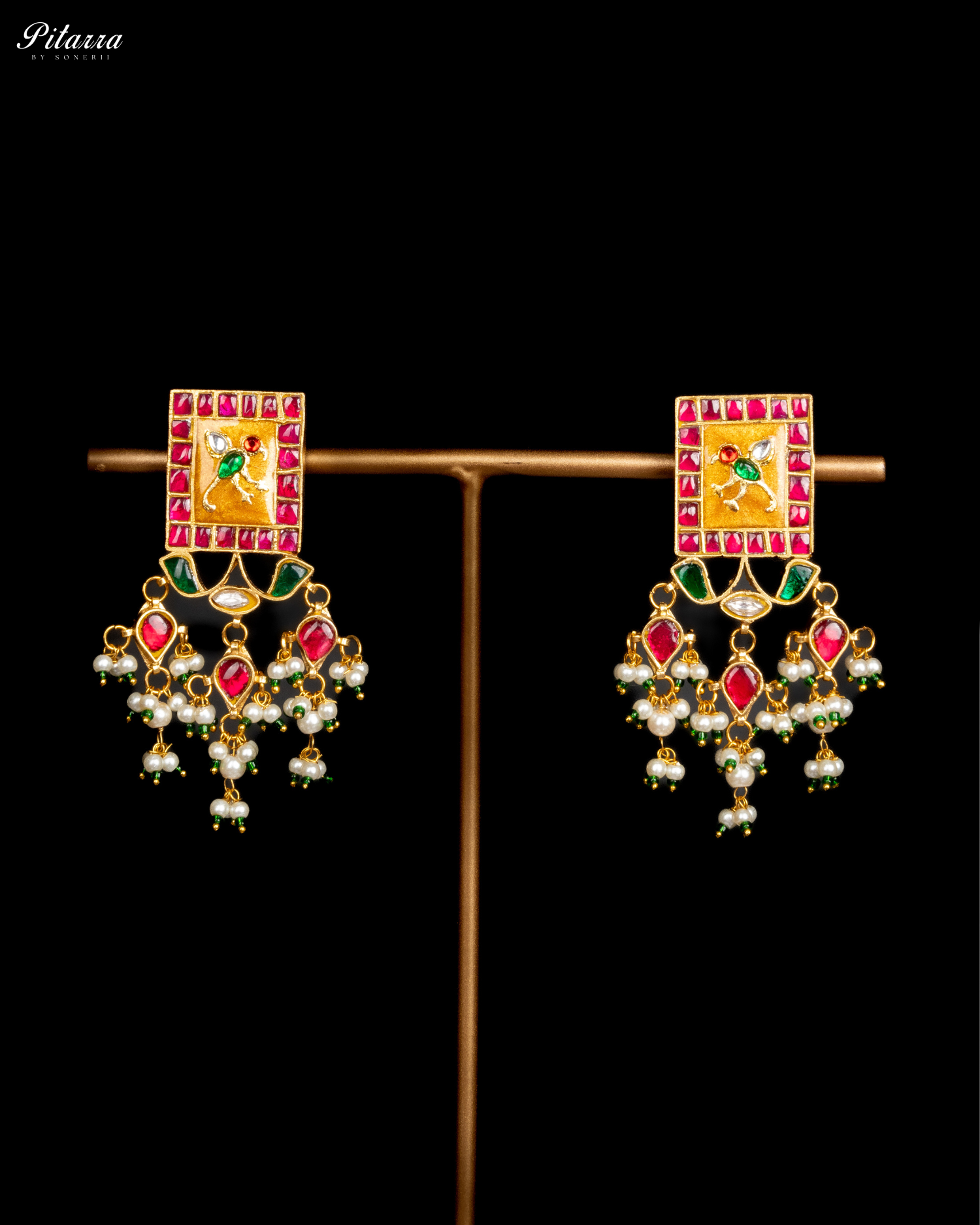 Multicolor Gold Plated Kundan Jadau Necklace Set Earrings