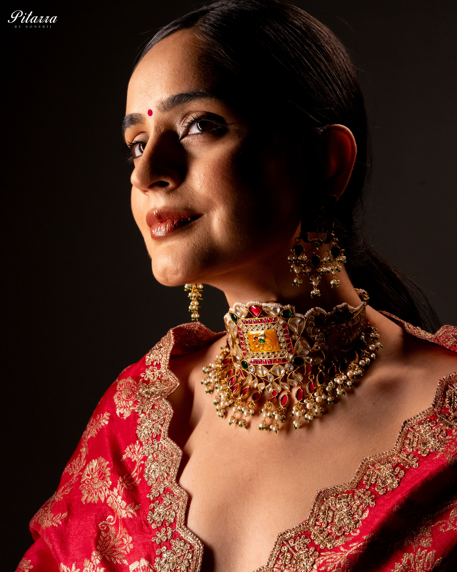 Multicolor Gold Plated Kundan Jadau Necklace Set Model Yellow Shade
