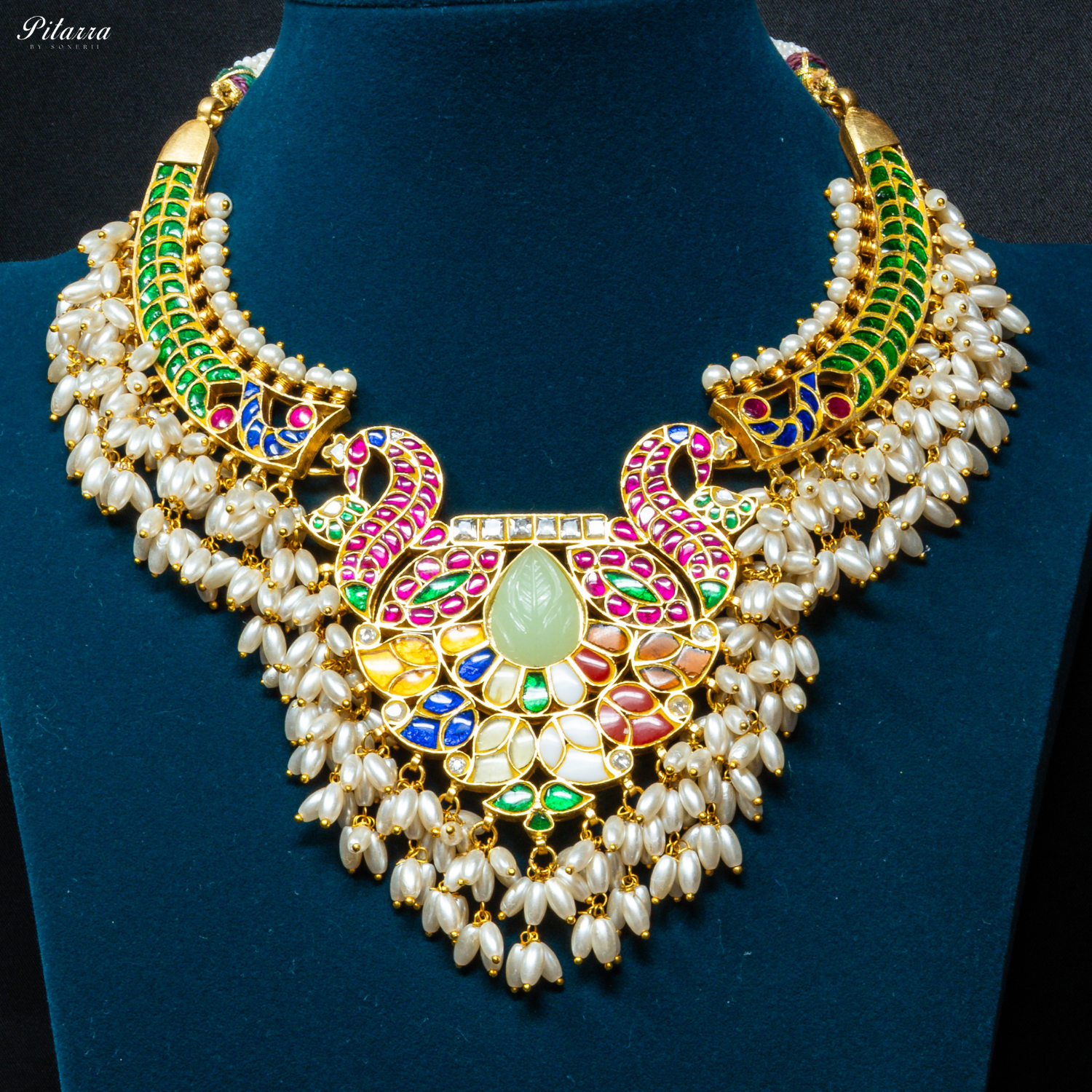 Multicolor_Jadau_Kundan_Guttapusalu_Choker_Set_Front_Image
