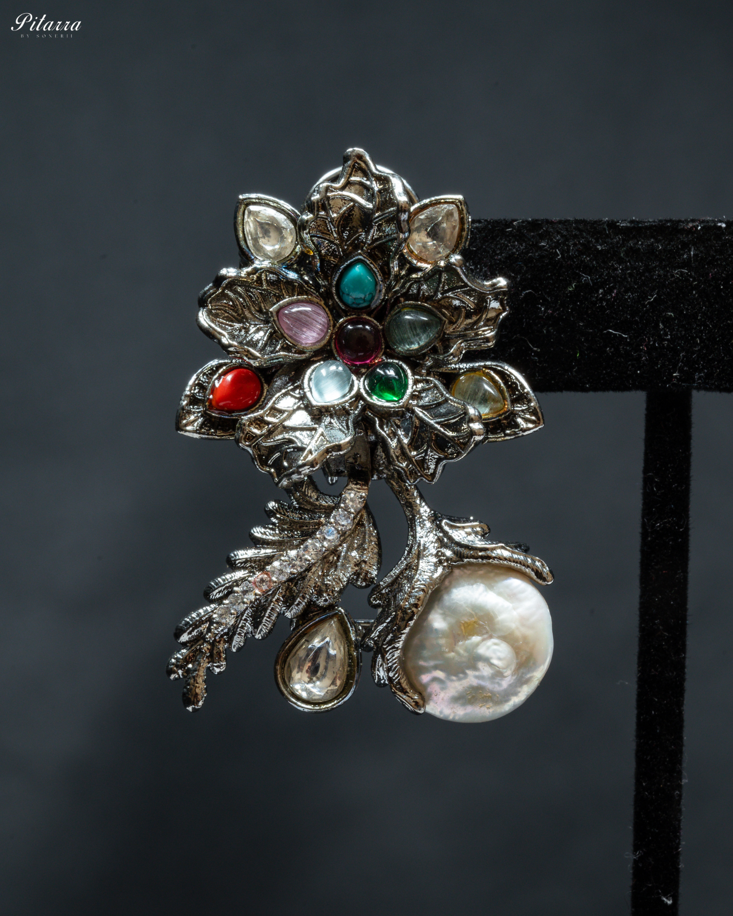 Multicolor with Baroque Pearl Necklace Set_Zoom Earrings