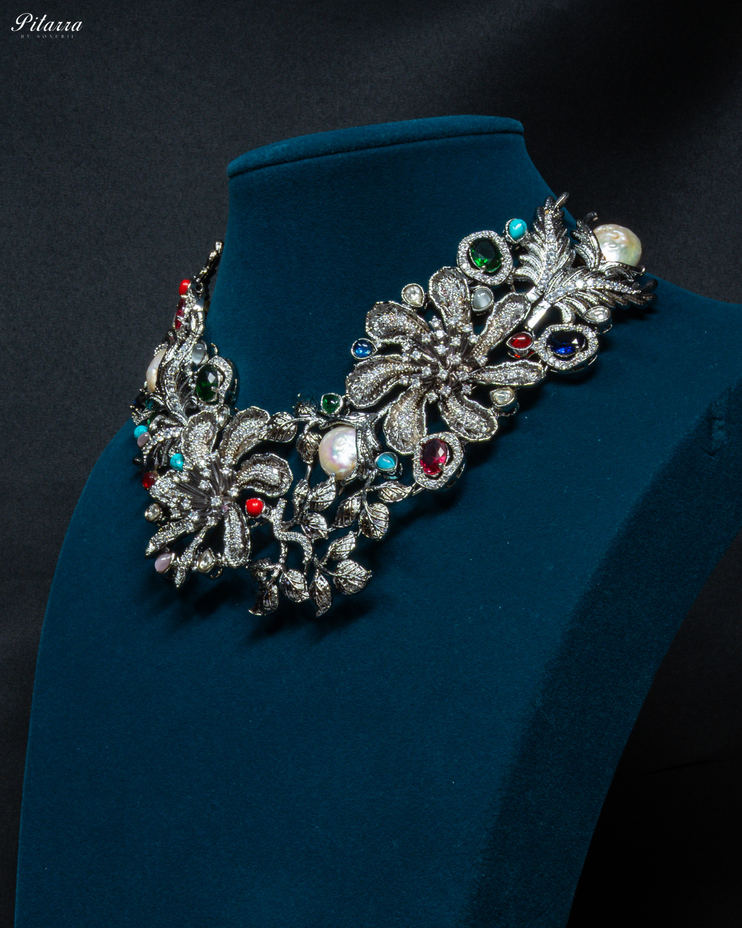 Multicolored in Victorian polish Necklace set_Side Angle