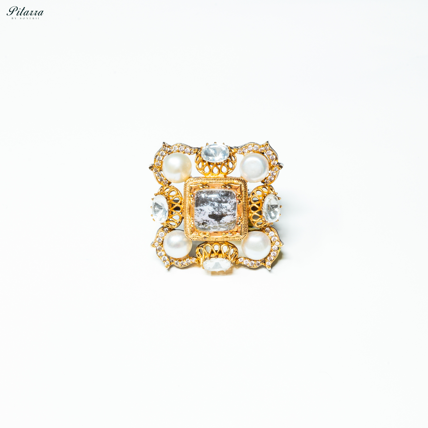 Navaratna Silver Victorian Finger Ring