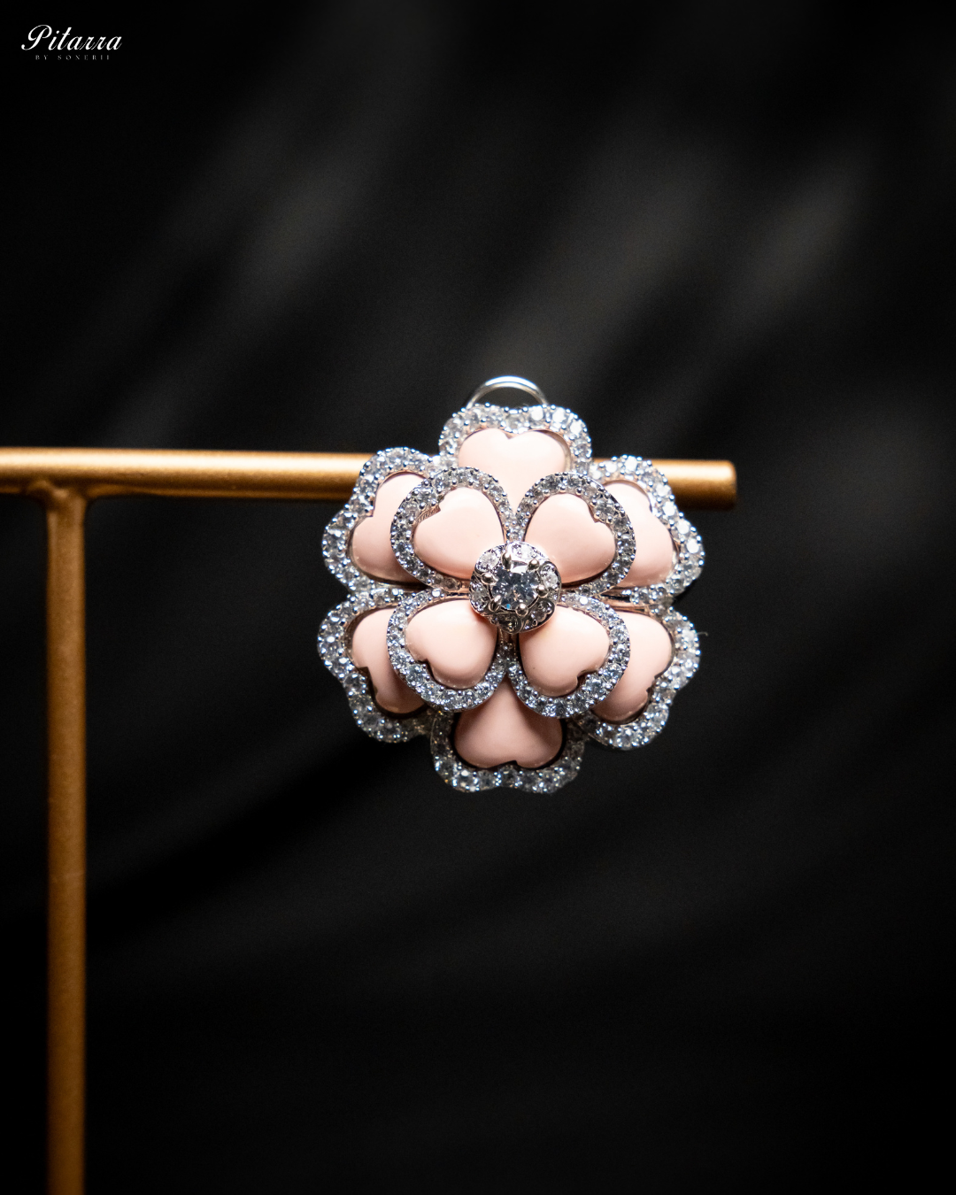 Peach CZ Stud Silver Earrings_Zoom Angle
