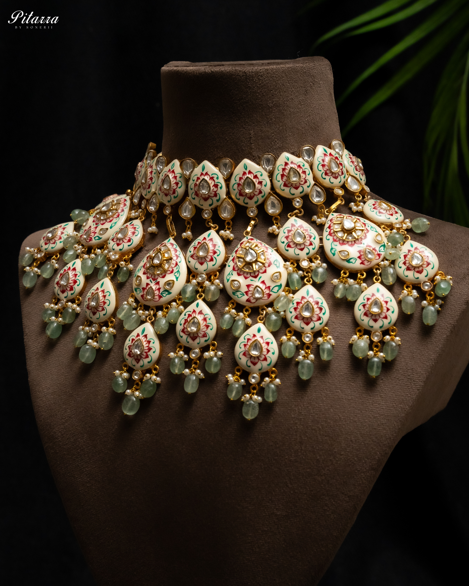 Pink Polki Kundan Necklace Set