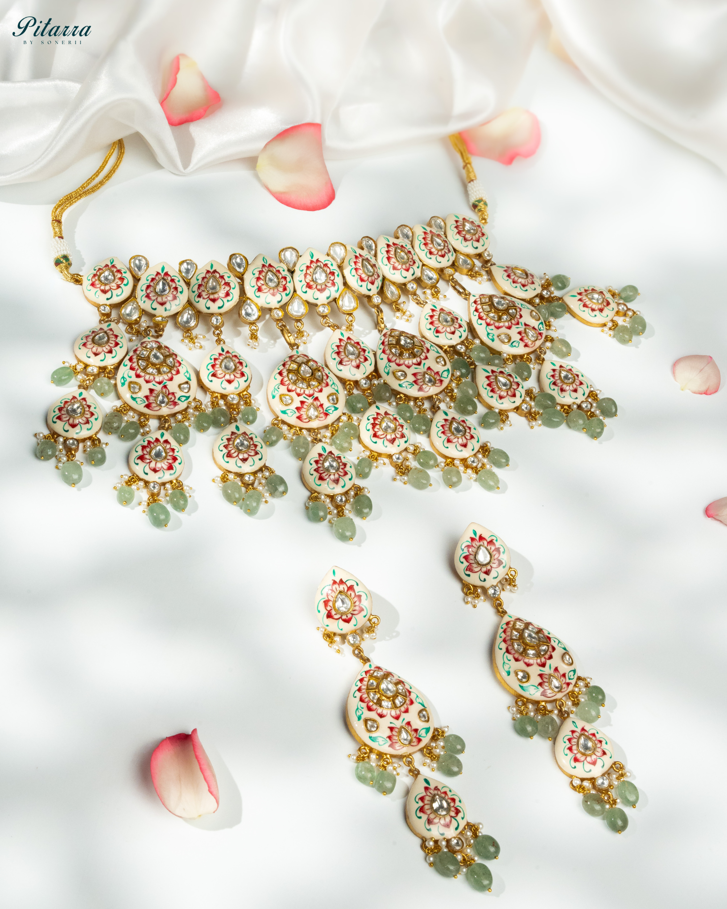Pink Polki Traditional Kundan Necklace Set Style Shoot