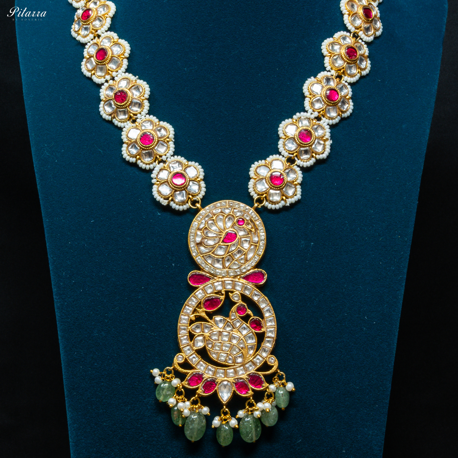 Pitarra Kundan Polki Long Necklace Set