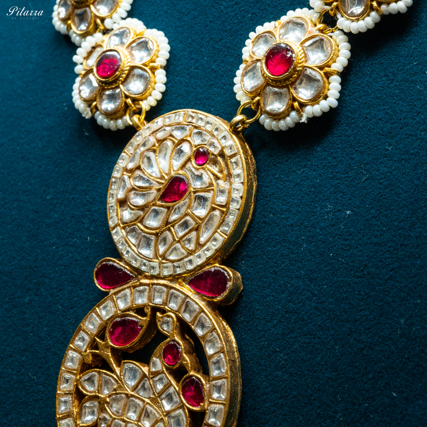 Pitarra Kundan Polki Long Necklace Set