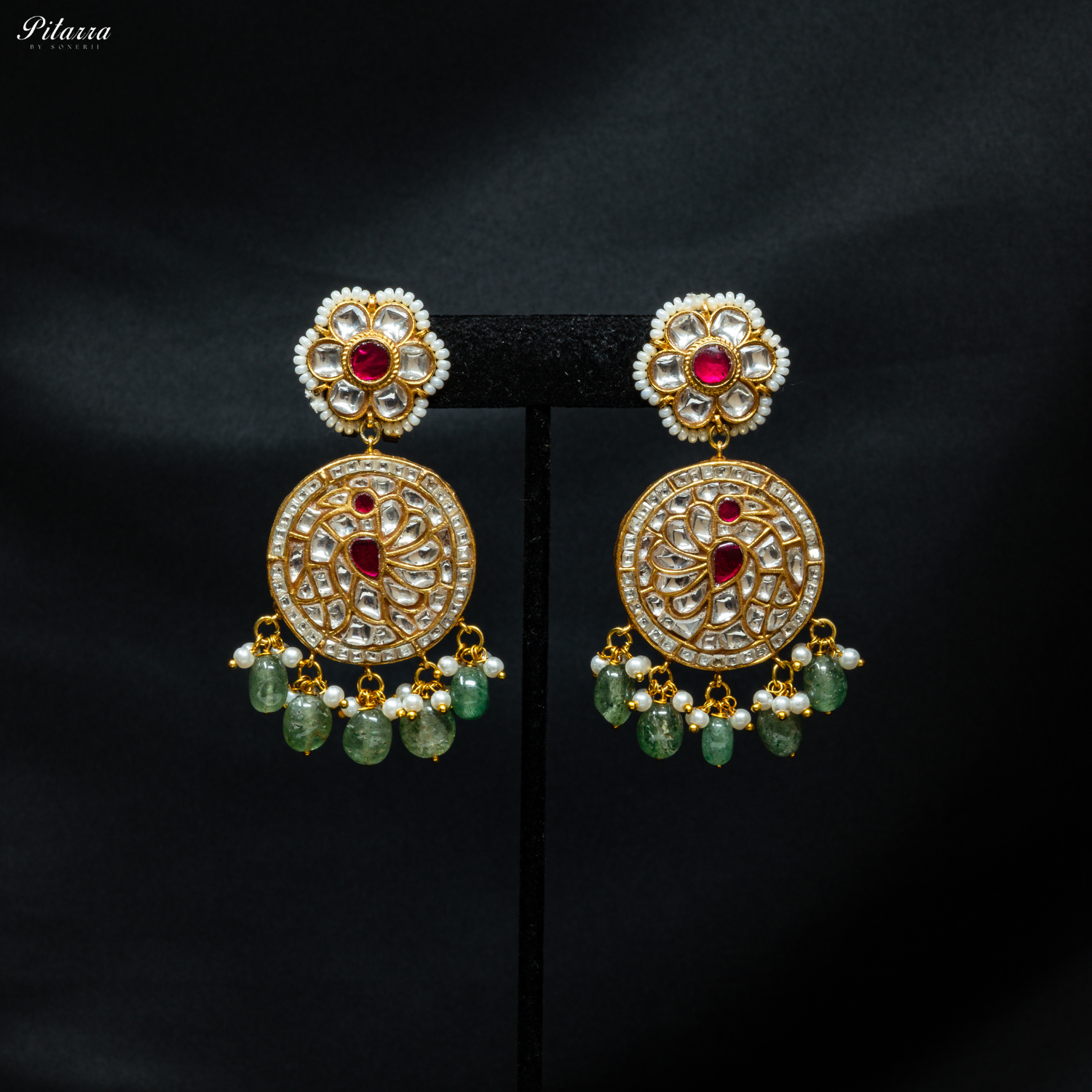 Pitarra Kundan Polki Long Necklace Set
