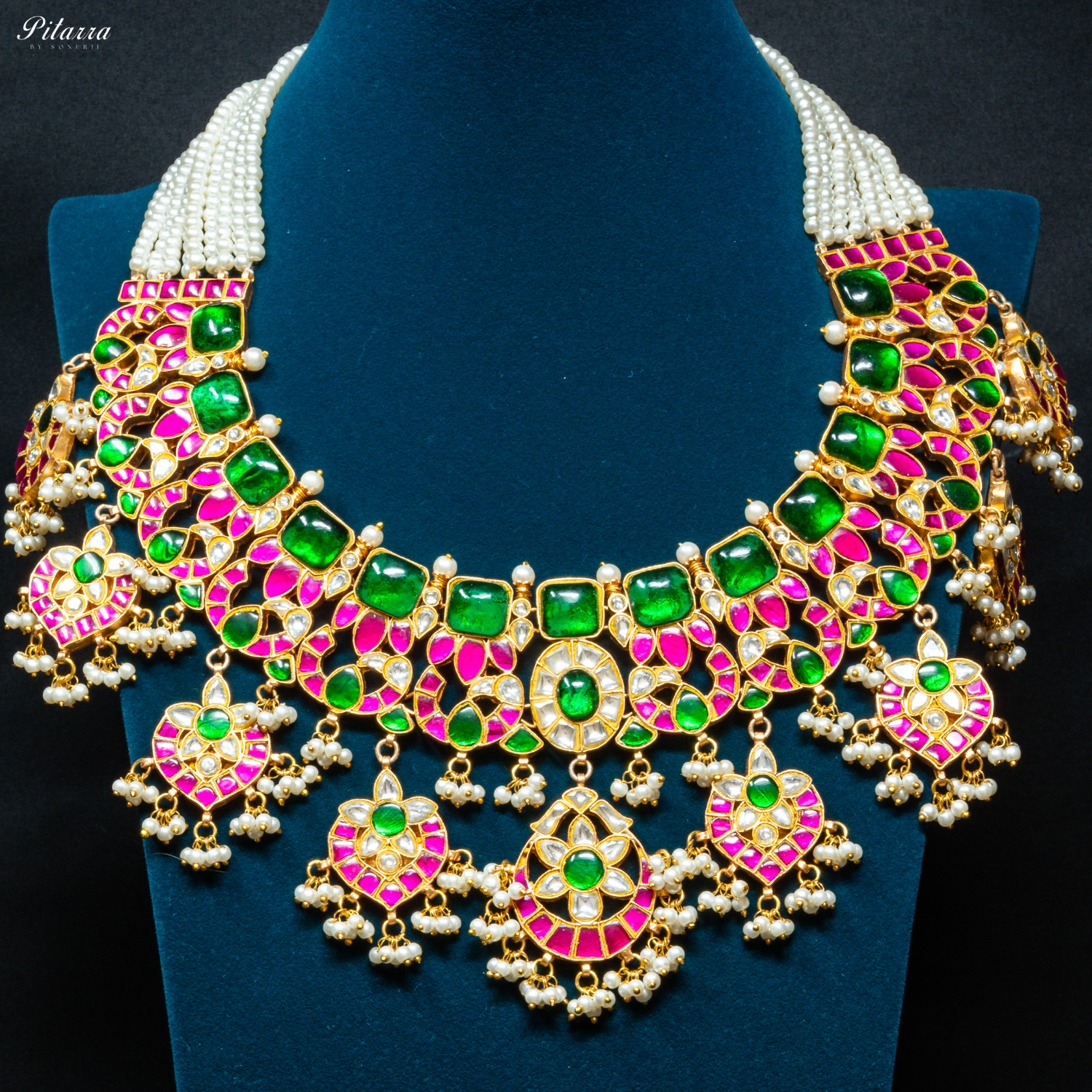 Pitarra Statement Polki Necklace Set_Front Image
