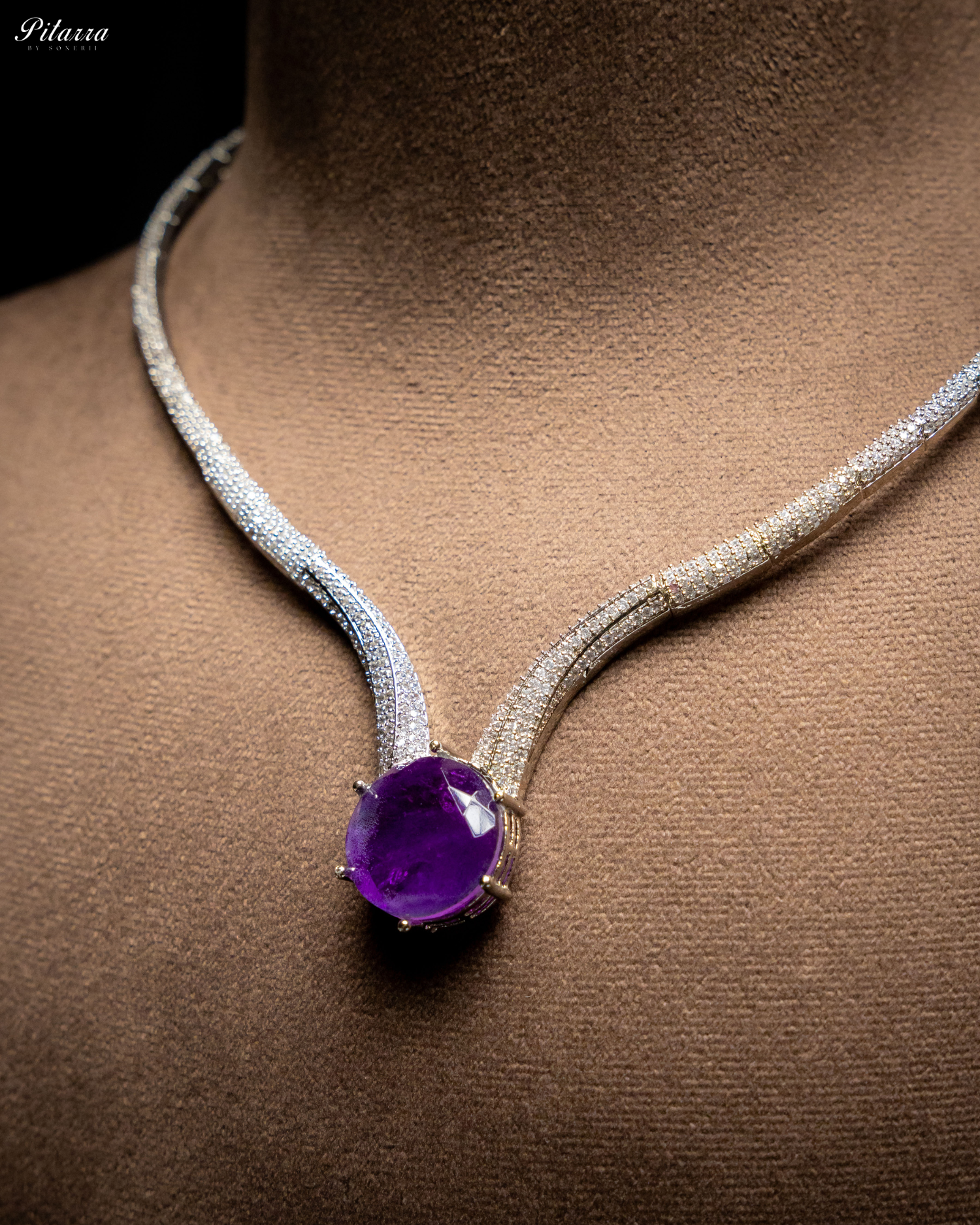 Purple Drop Stone CZ Necklace Set
