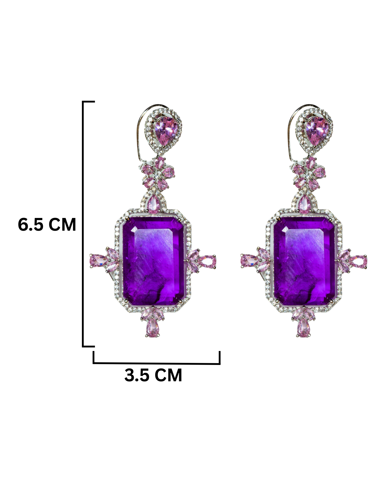 Purple Doublet Dangler Earrings_Dimension