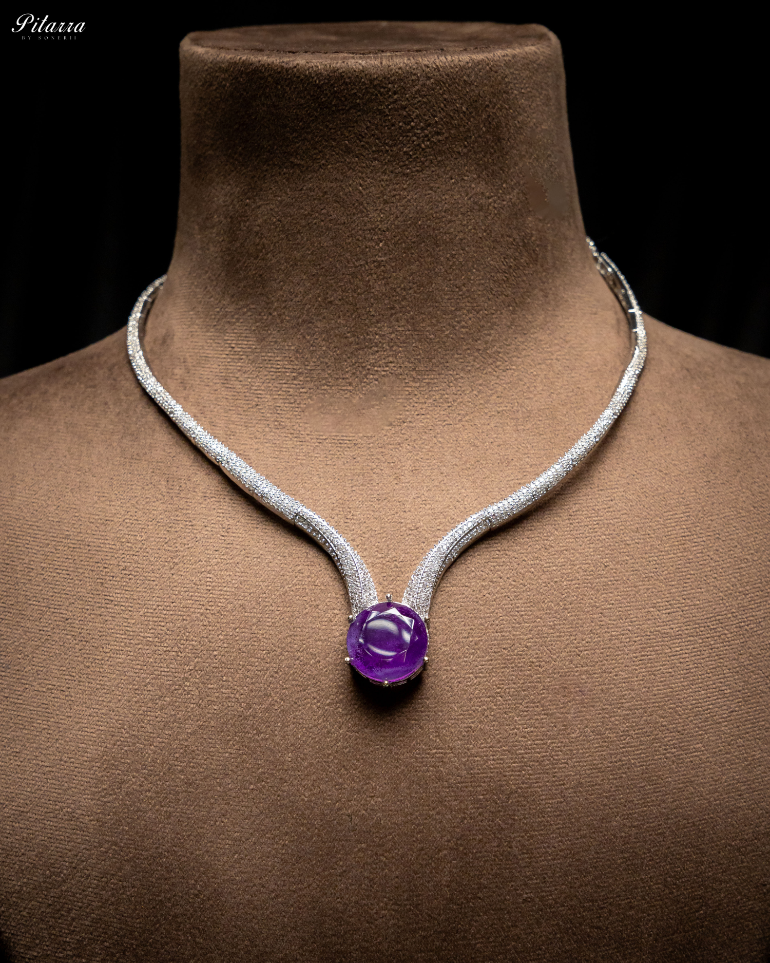 Purple Drop Stone CZ Necklace Set_Front Necklace