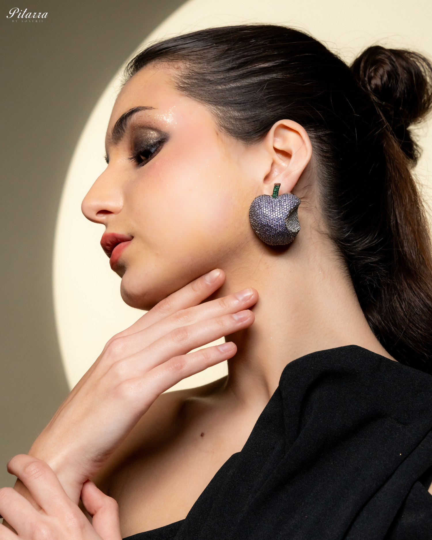 Purple Victorian Polish Earrings_Left Pose