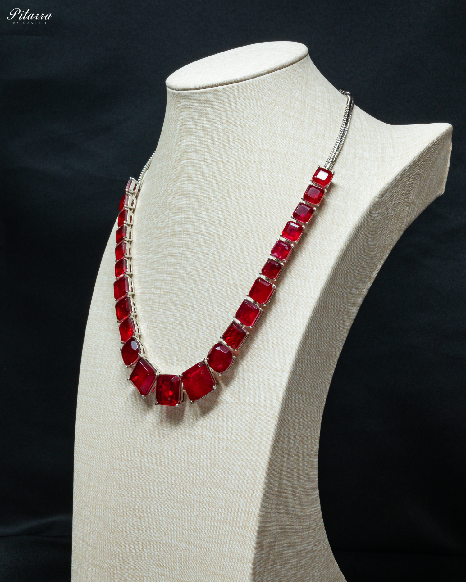 Red Square Doublet Necklace Set