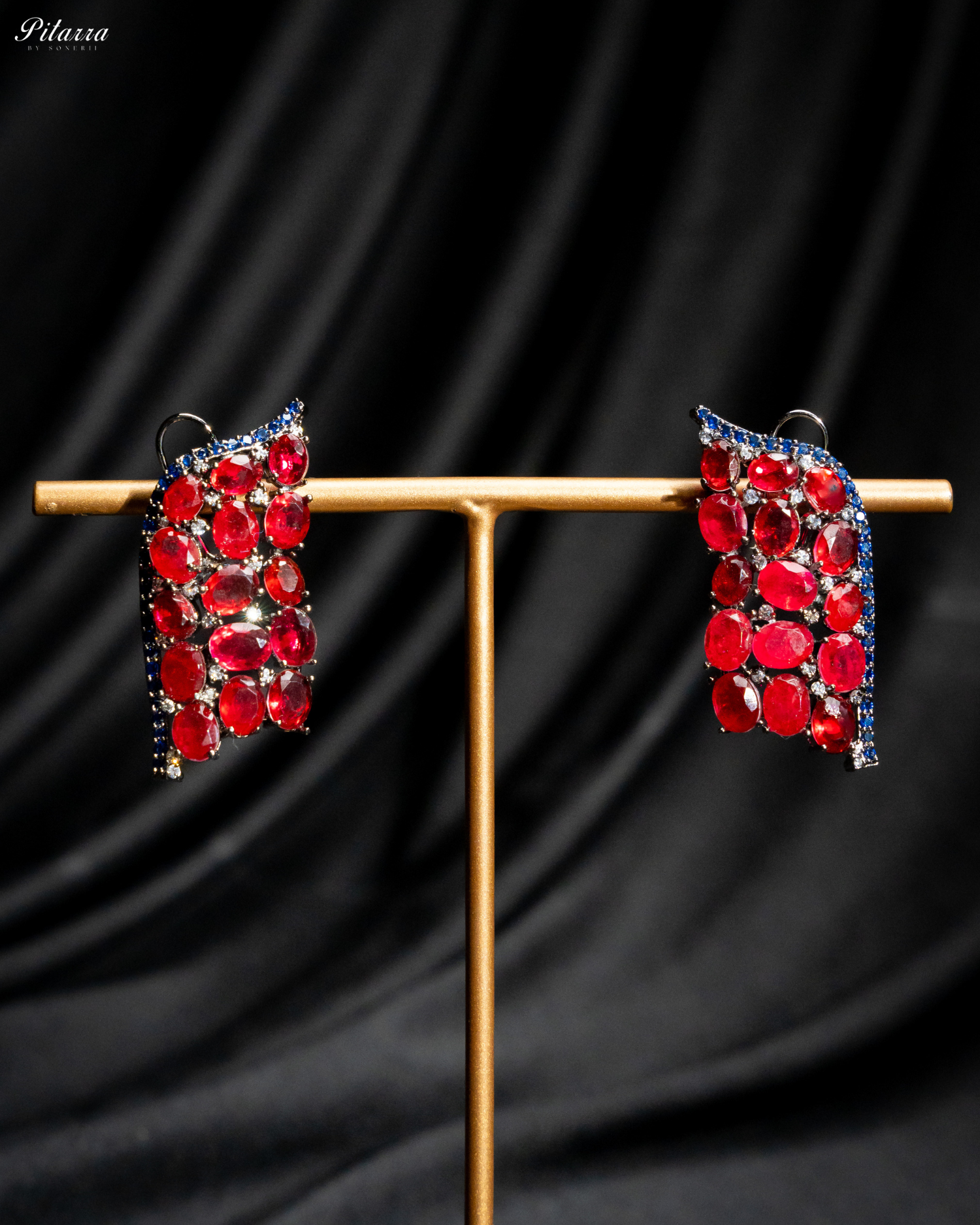 Red Crystal CZ Stud Earrings_Front Image