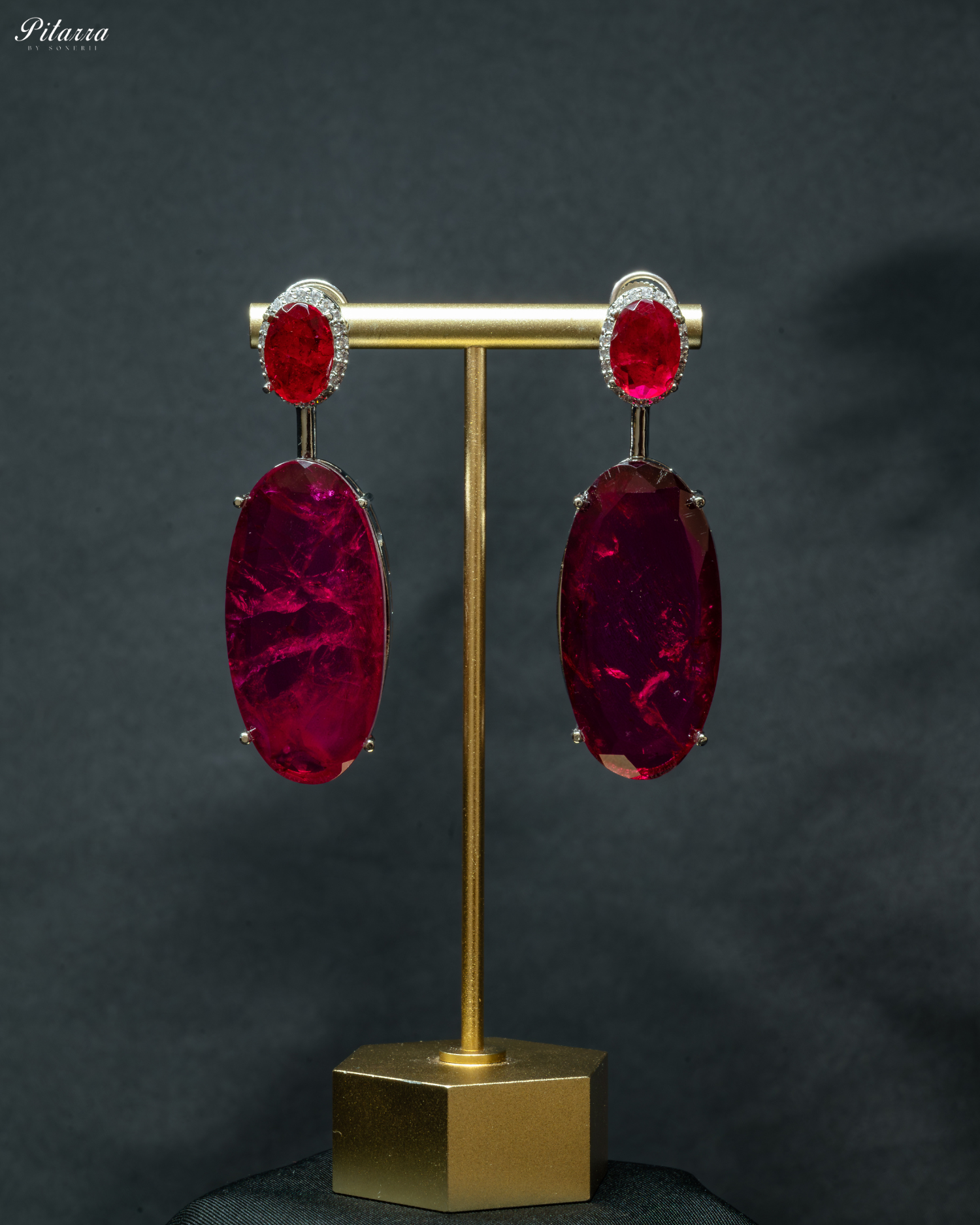 Red Doublet Dangler Earrings_Front Angle