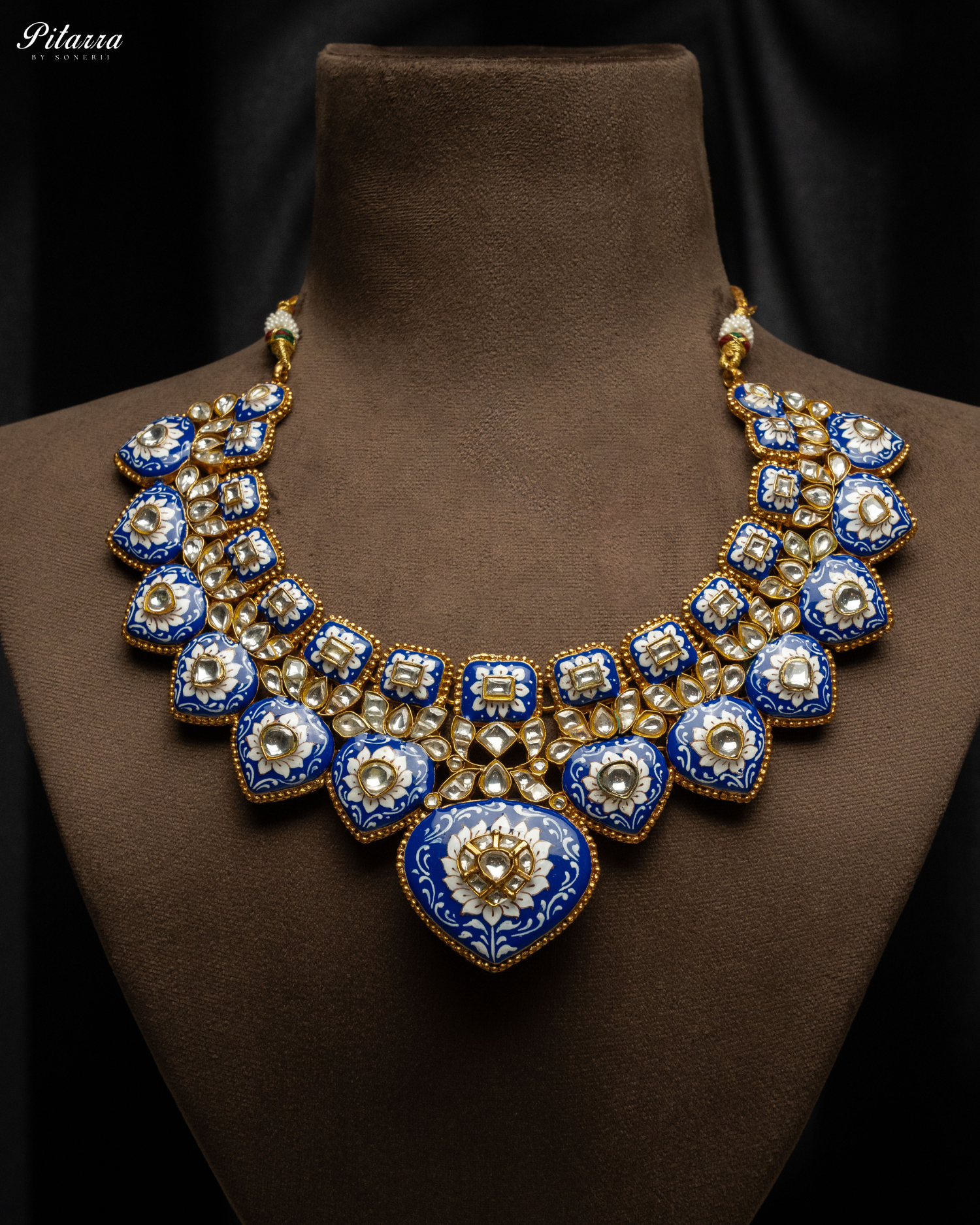 Royal Blue Jadau Traditional Kundan Necklace Set
