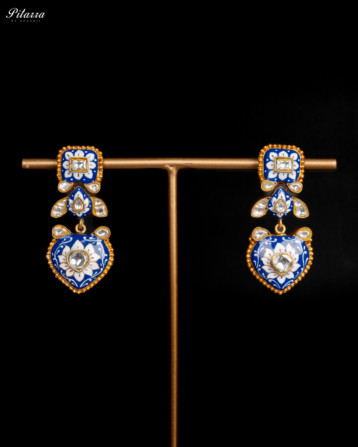 Royal Blue Jadau Traditional Kundan Necklace Set Earrings