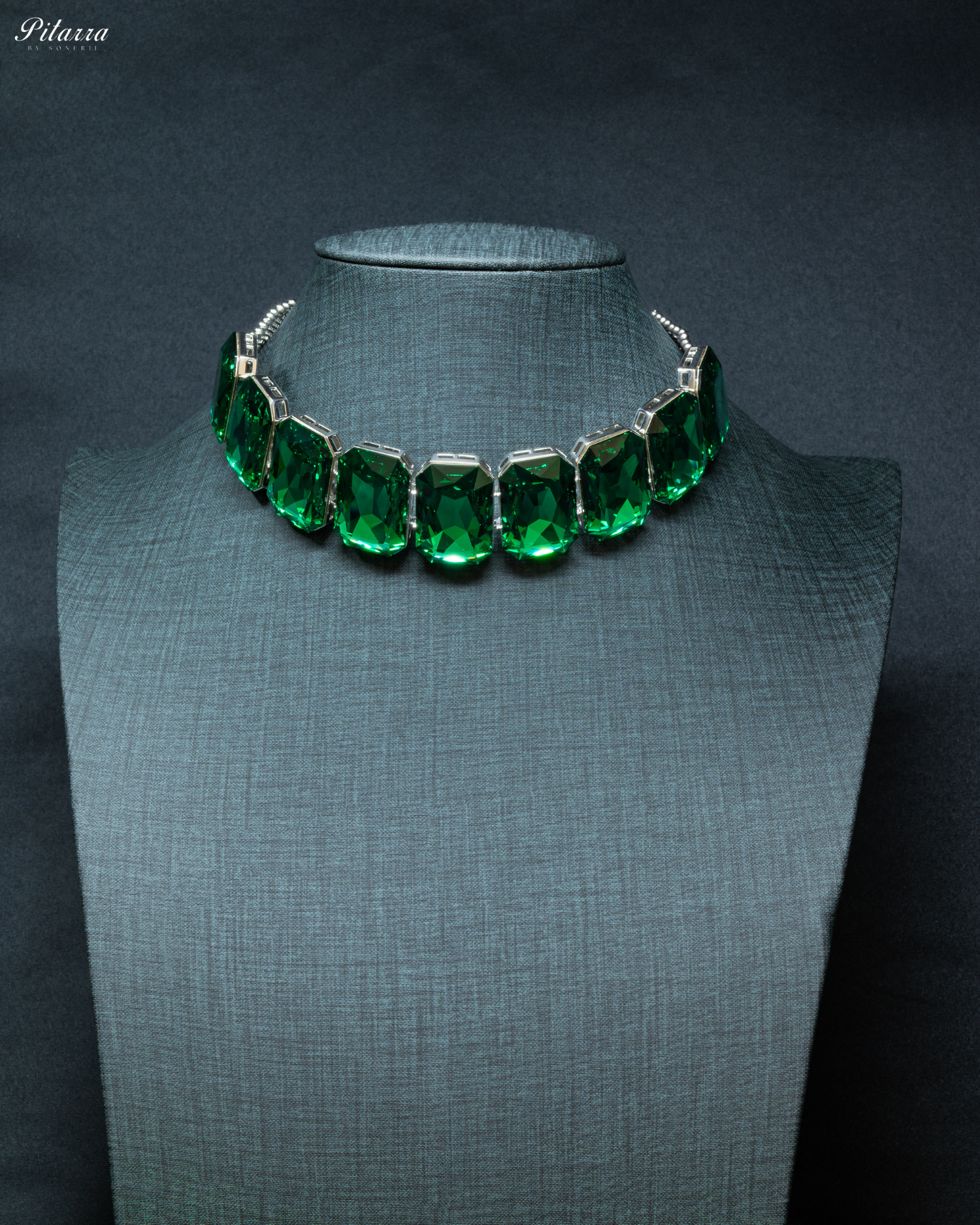 Royal Green Swarovski Choker Set_Front Image