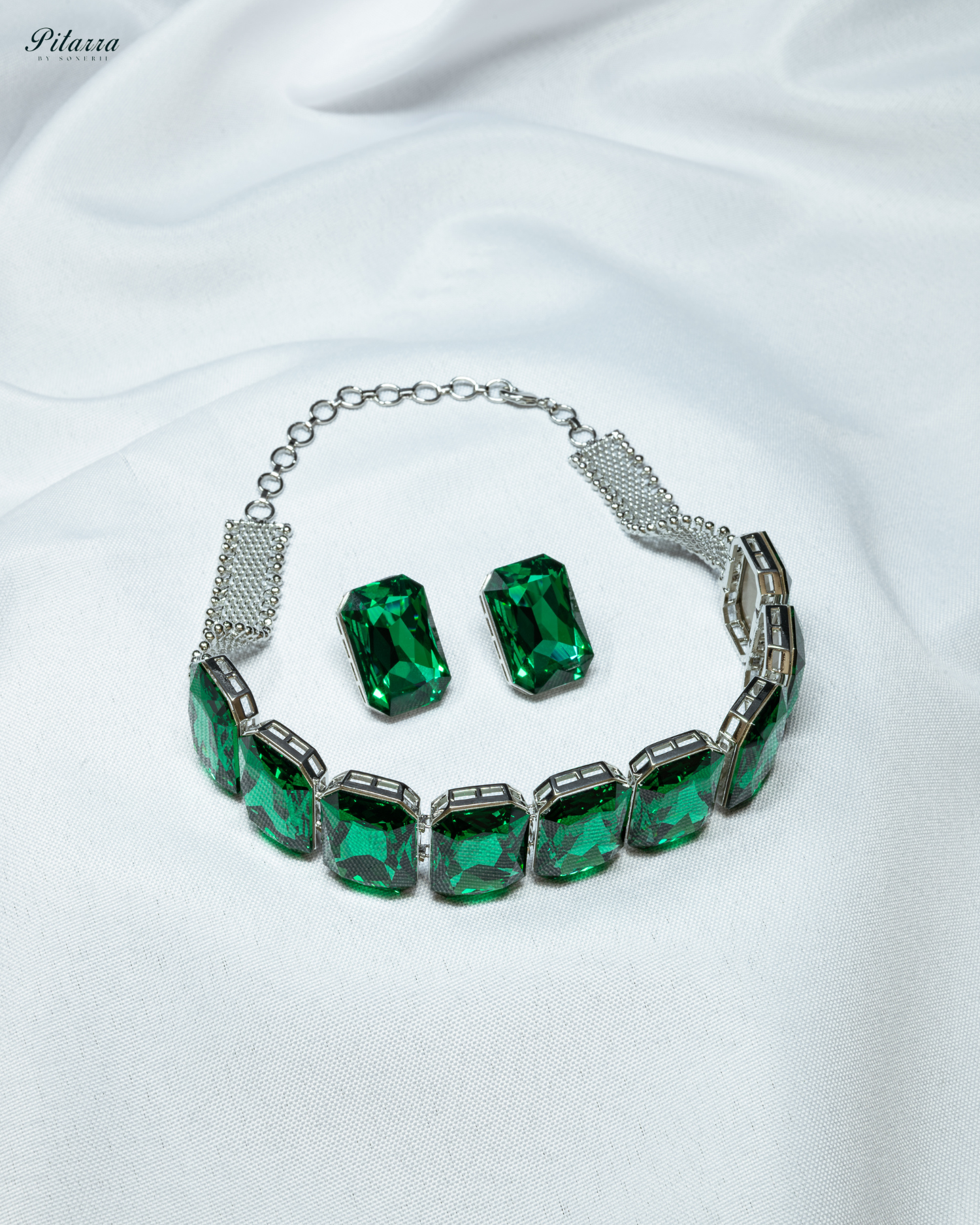Royal Green Swarovski Choker Set_White Background