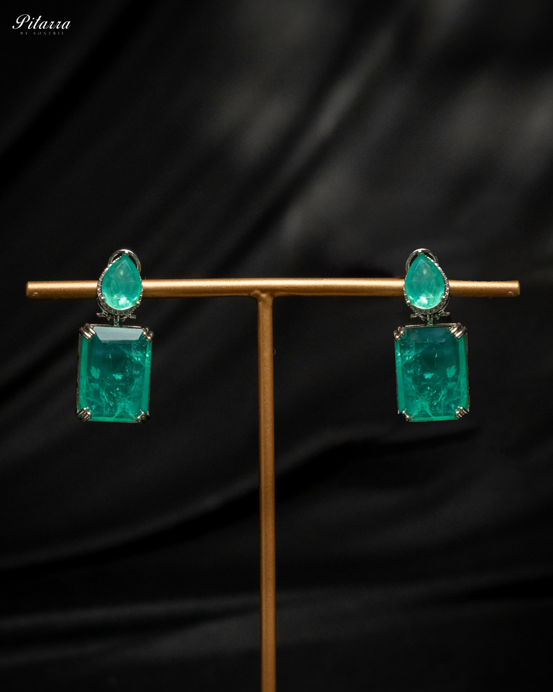 Sea Green Zirconia Necklace Set_Earrings
