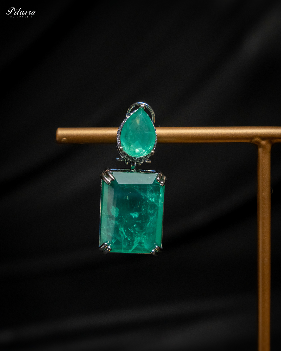 Sea Green Zirconia Necklace Set_Zoom Earrings