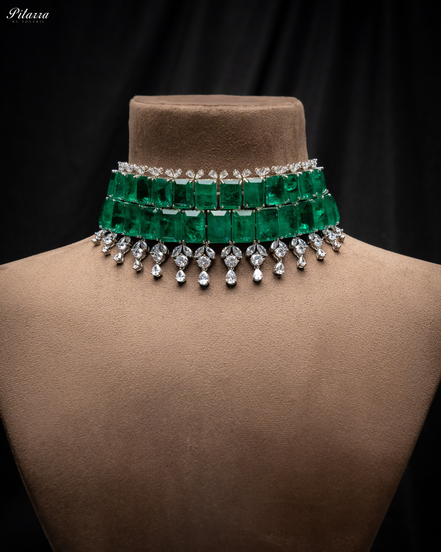 Semiprecious Green Doublet Choker Set_Necklace
