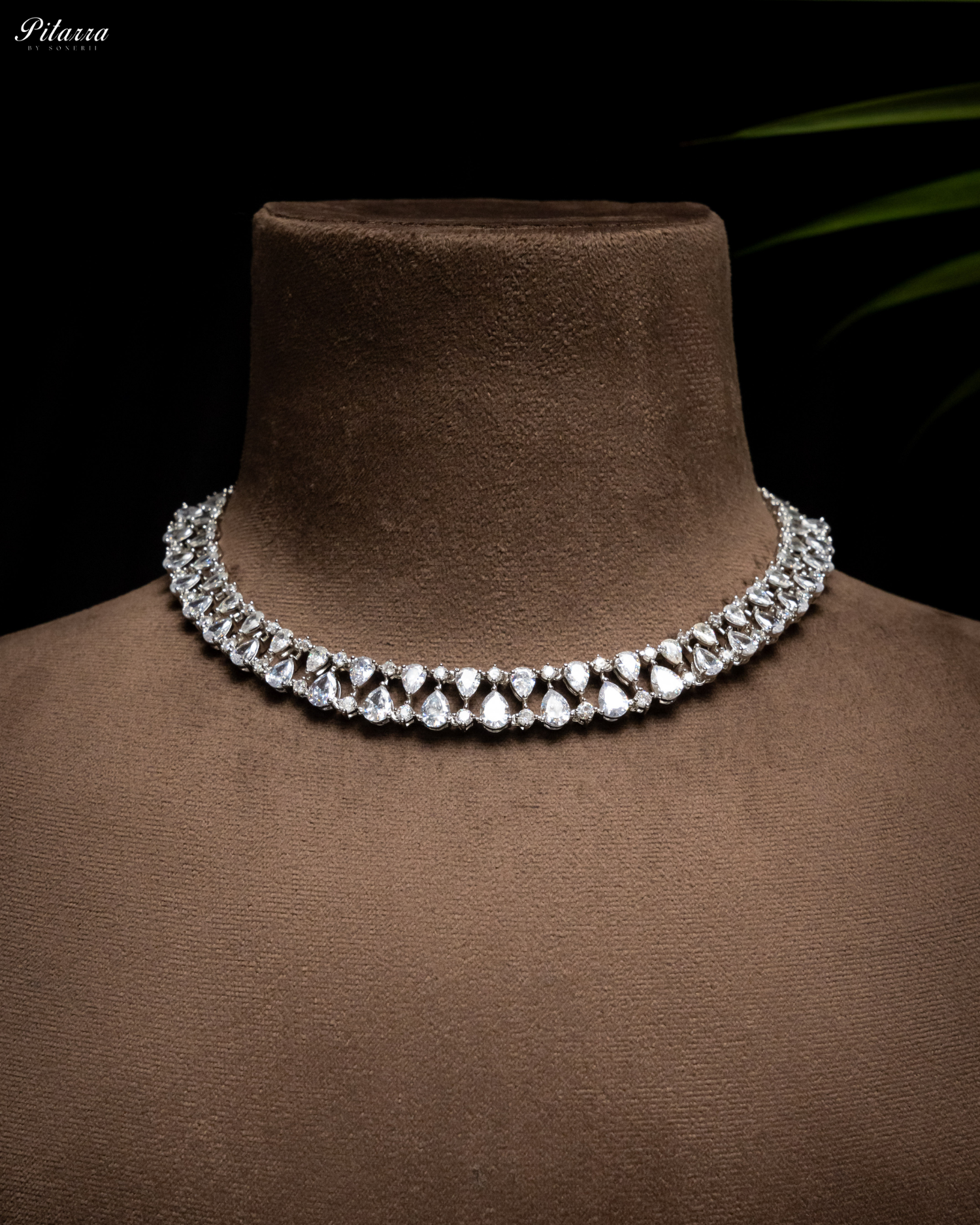Silver Drop CZ Necklace Set_Necklace