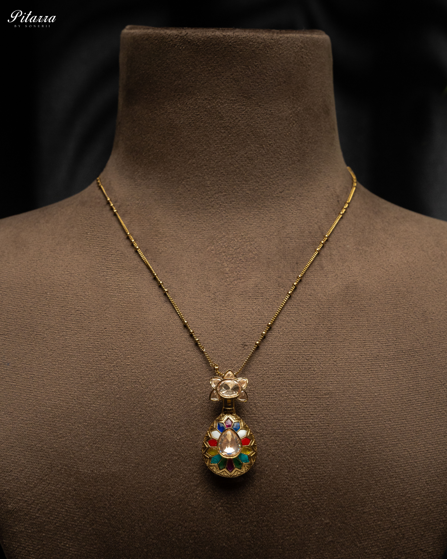 Sonerii Sliver Uncut Traditional Kundan Pendant Set