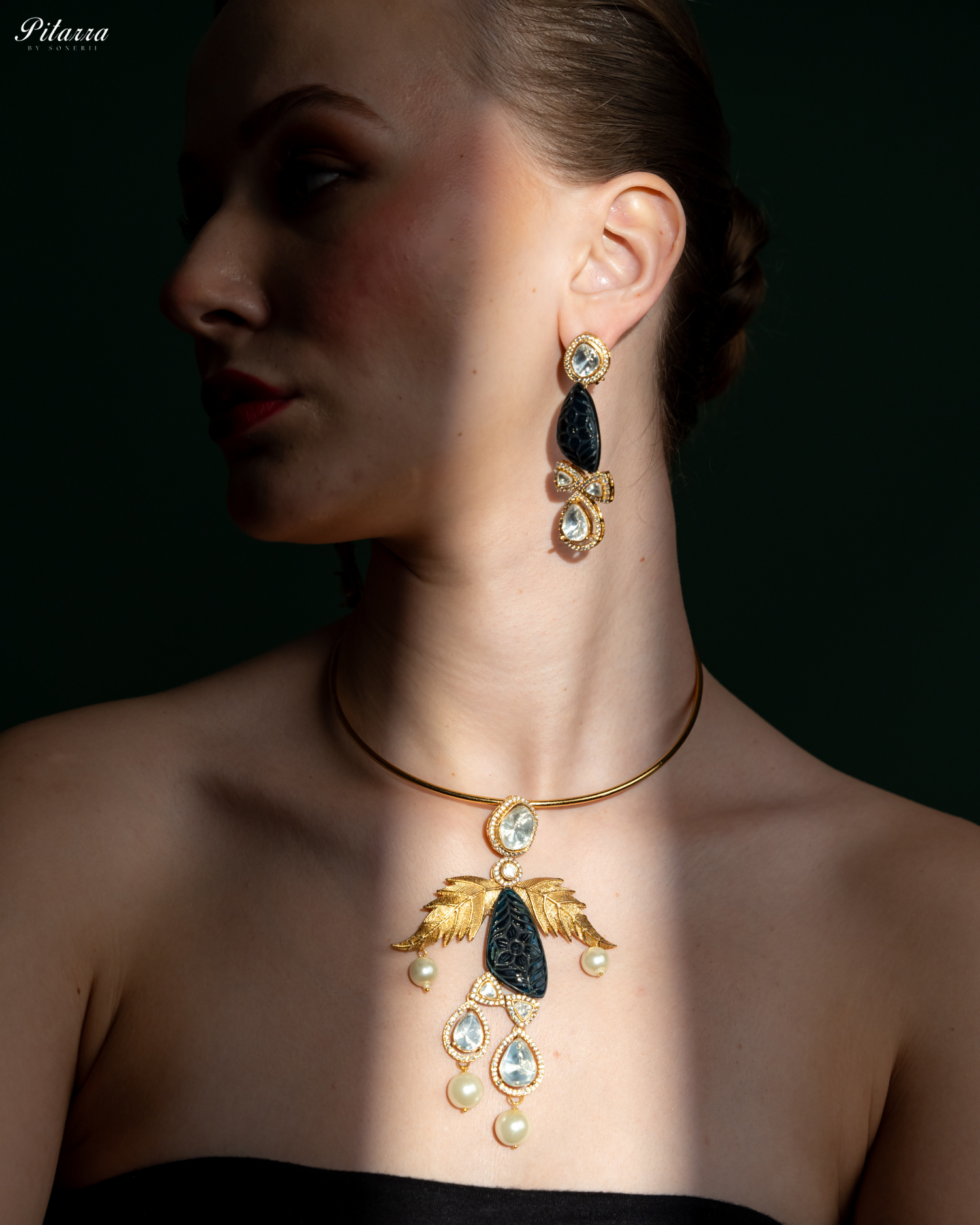Spring Leaf Silver Pendant Set_Side Angle