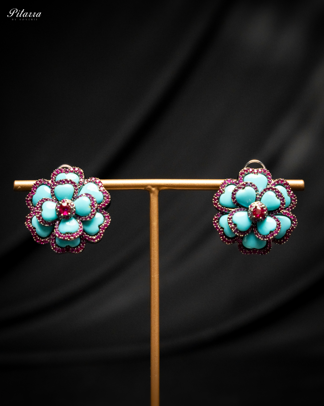 Turquoise Handcrafted Silver Earrings_Front Image