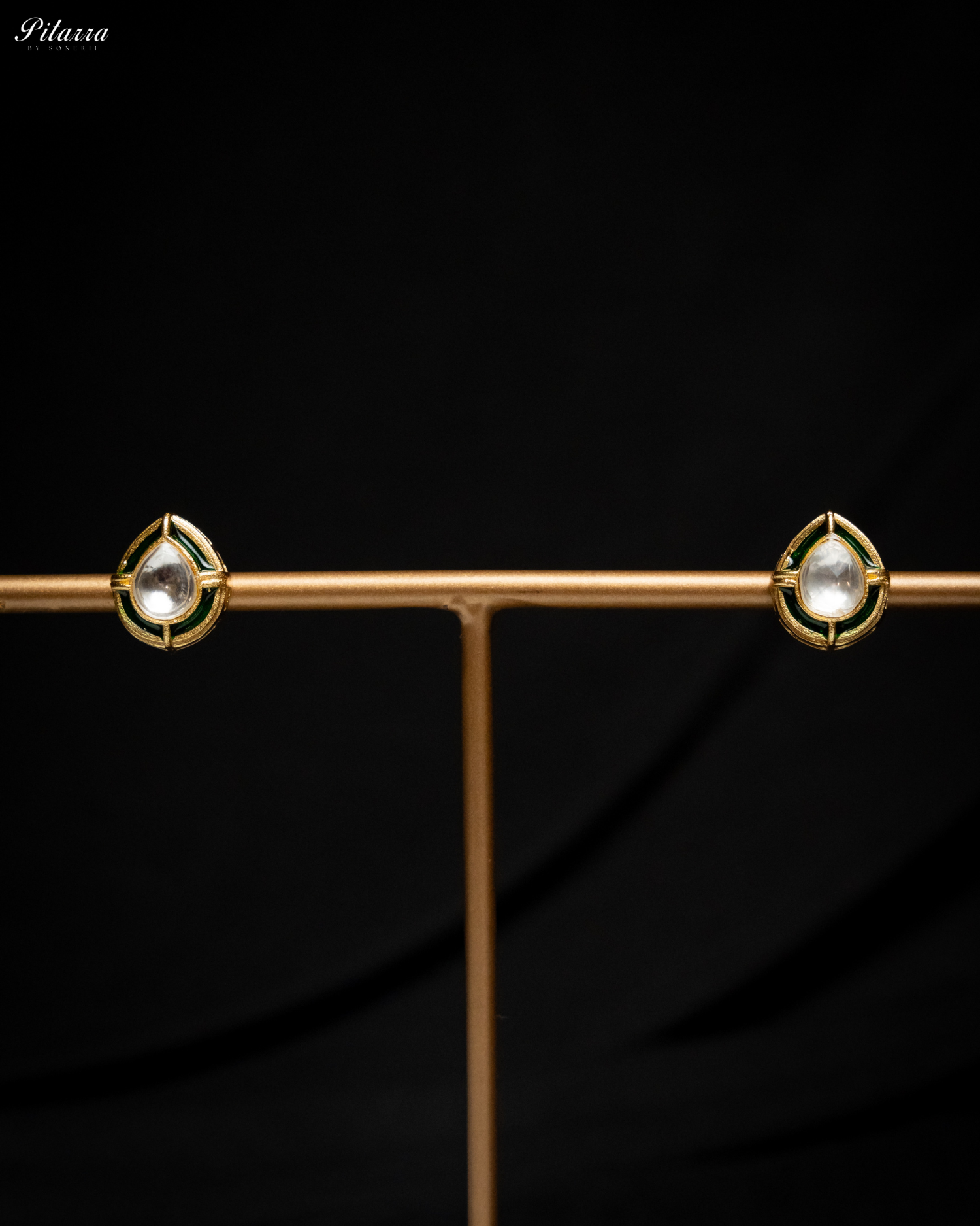 White Chain Double Chain Polki Set_Earrings