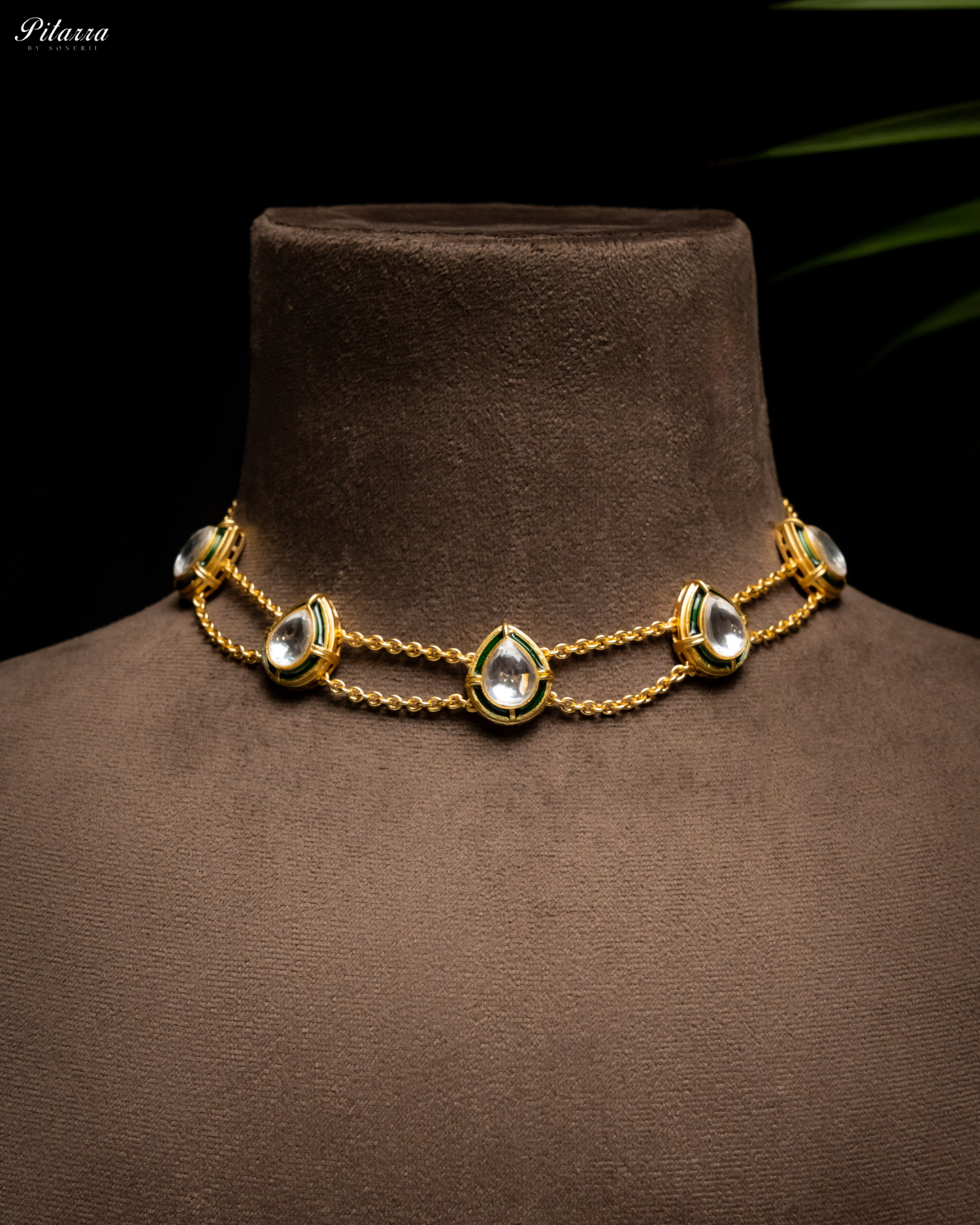White Chain Double Chain Polki Set_Front Image