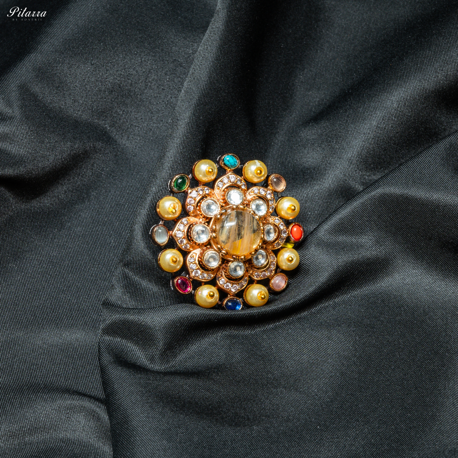 Yellow Stone Navratna Heritage Ring