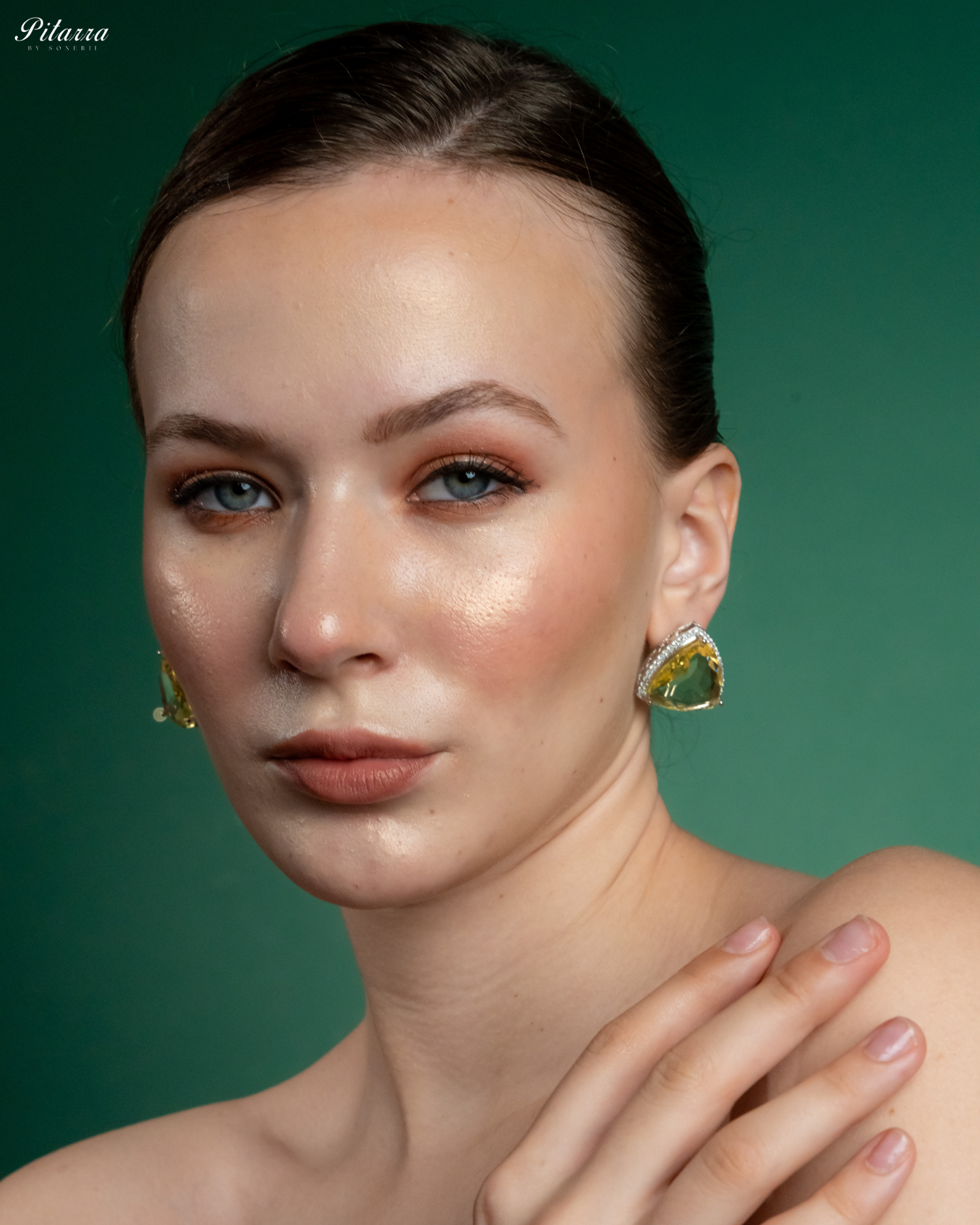 Yellow Colored Stone CZ Earrings_Front Image