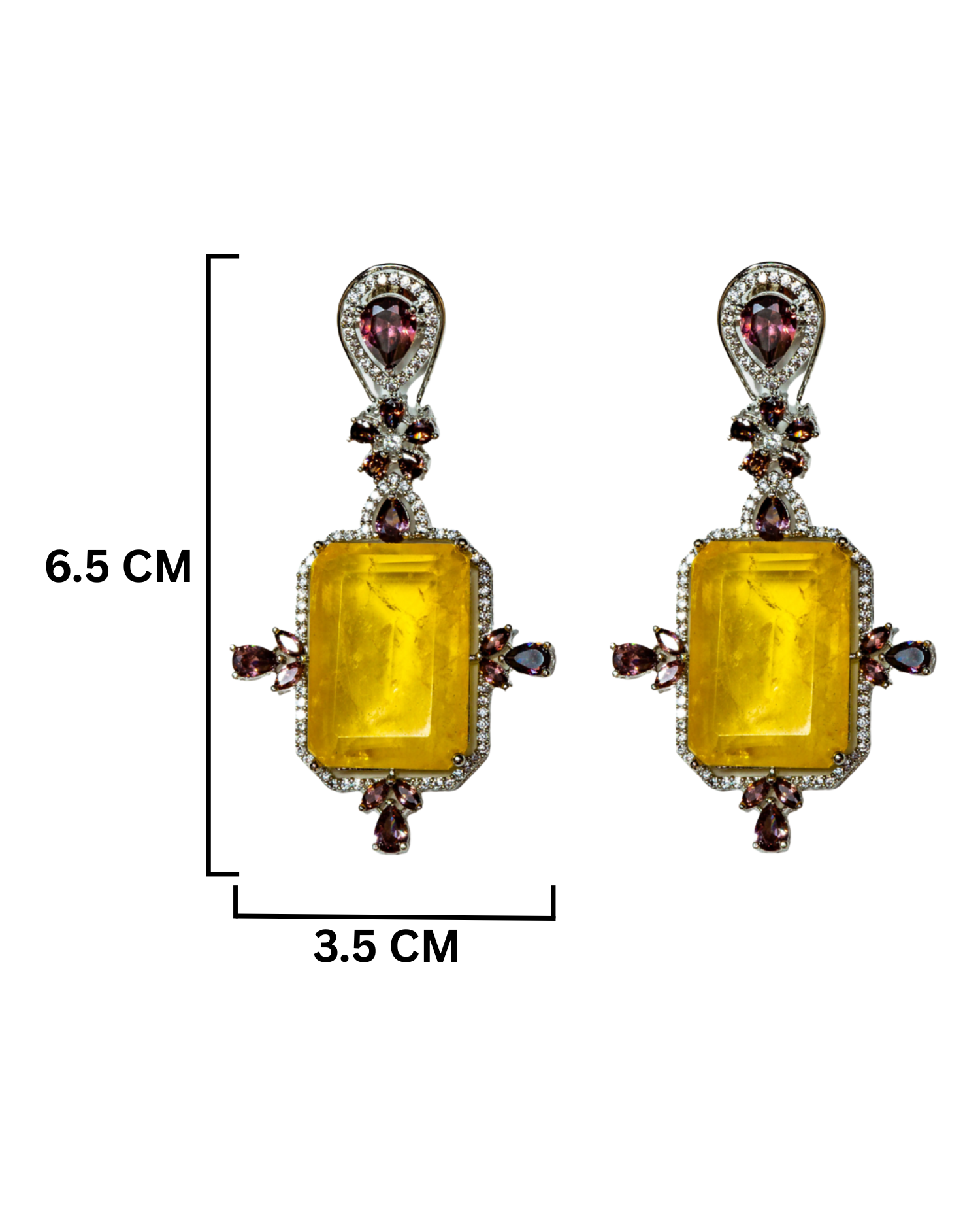 Yellow Doublet Dangler Earrings_Dimension