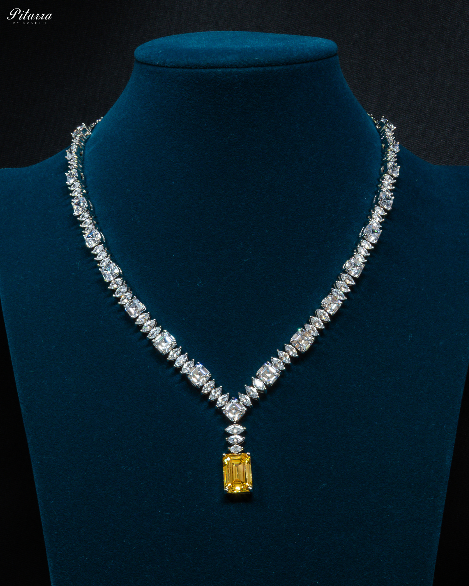 Yellow Stone Cubic Zirconia Pendant Set_Front Image