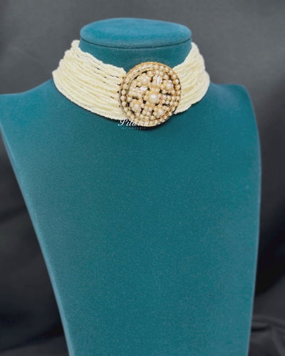 White Layered Stones White Pearl Punjabi Jadau Choker_Video
